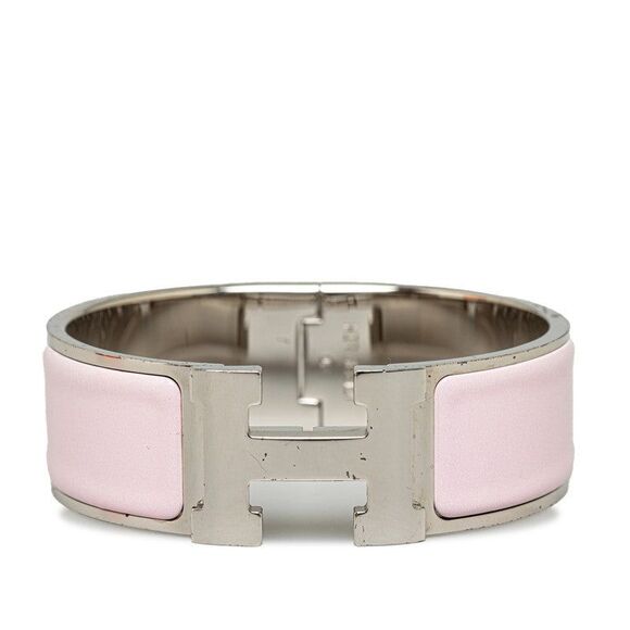 Hermes Click Clack H GM Bangle Silver Pink Metal - Picture 1 of 3